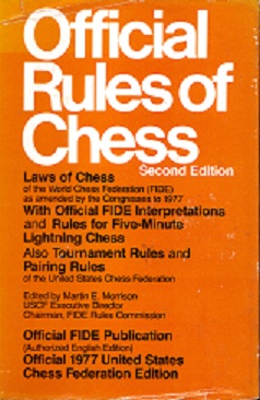 Secondhand Used Book - OFFICIAL RULES OF CHESS edited by Martin E Morrison